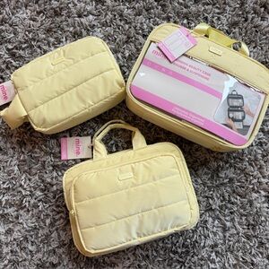MINE mytagalongs Yellow Puffer Travel Organizer Set Bags